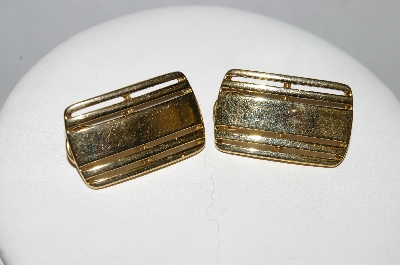 +MBA #E51-218   "Trifari Gold Tone Fancy Square Pierced Earrings"