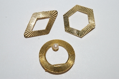 **MBA #E51-286   "Vintage Lot Of 3 Gold Plated Pins"