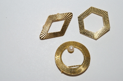**MBA #E51-286   "Vintage Lot Of 3 Gold Plated Pins"