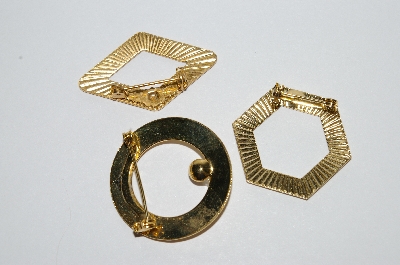 **MBA #E51-286   "Vintage Lot Of 3 Gold Plated Pins"
