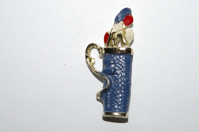 **MBA #E51-321   "Vintage Goldtone Enameled Golf Bag Pin"
