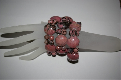 +MBA #3   Set Of 3 Stretch Rhodochrosite Bracelets