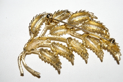 +MBA #E51-211   "Mamselle Gold Plated Leaf Pin"