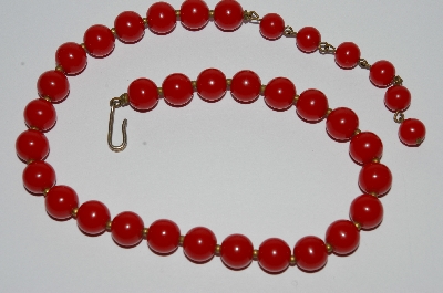 +MBA #E51-314   "Vintage Red Thermoplastic Bead Necklace"