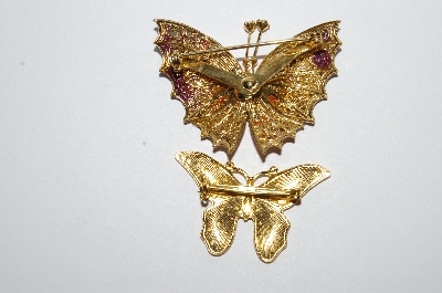 **MBA #E51-295   "Vintage Set Of Two Butterfly Pins"