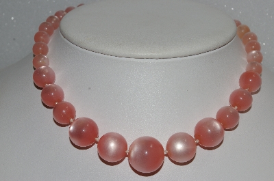 +MBA #E54-155   "Vintage Pink Lucite Moonstone Bead Necklace"