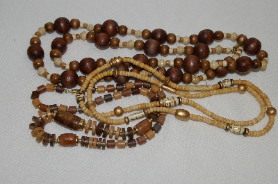 +MBA #E54-106   "Vintage Lot Of "3" Wooden Bead Necklaces"