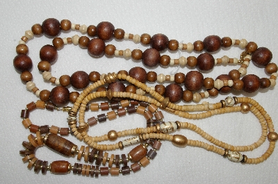 +MBA #E54-106   "Vintage Lot Of "3" Wooden Bead Necklaces"