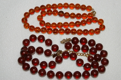 +MBA #E54-125   "Vintage Lot Of "2" Brown Acrylic Bead Necklaces"