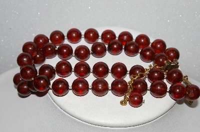 +MBA #E54-125   "Vintage Lot Of "2" Brown Acrylic Bead Necklaces"