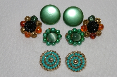 +MBA #E54-201    "Vintage Lot Of  (4) Pairs Of Clip On Earrings"