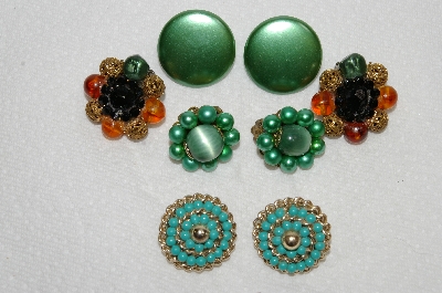 +MBA #E54-201    "Vintage Lot Of  (4) Pairs Of Clip On Earrings"