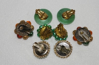 +MBA #E54-201    "Vintage Lot Of  (4) Pairs Of Clip On Earrings"