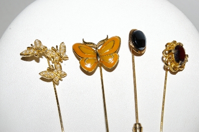 **MBA #E54-015    "Vintage Lot Of "4" Gold Plated Stick Pins"