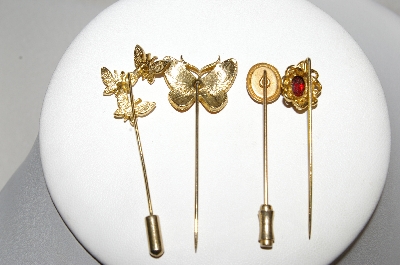 **MBA #E54-015    "Vintage Lot Of "4" Gold Plated Stick Pins"