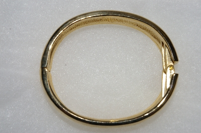 +MBA #E54-295    "Vintage Gold Plated Fancy Hinged Cuff Bracelet"
