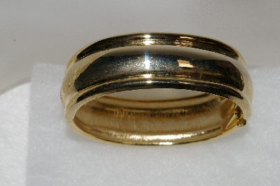+MBA #E54-295    "Vintage Gold Plated Fancy Hinged Cuff Bracelet"