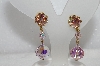 +MBA #E54-047   "Vintage Gold Tone Fancy AB Crystal Drop Earrings"