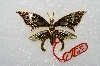 **MBA #E54-239   "Made In Spain Gold Plated Enameled Fancy Butterfly Pin"