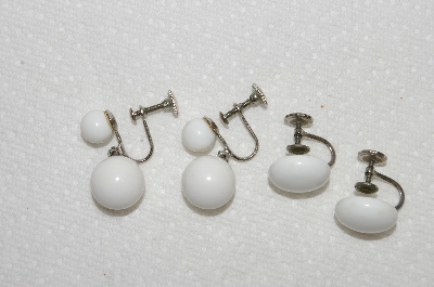 +MBA #E54-231   "Vintage Lot Of "2" Pairs Of Milk Glass Earrings"