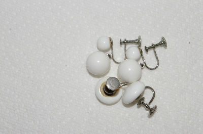 +MBA #E54-231   "Vintage Lot Of "2" Pairs Of Milk Glass Earrings"