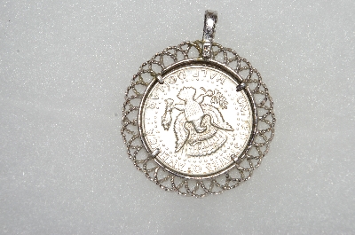+MBA #E54-044  "Anson Sterling Coin Holder Pendant With Coin"