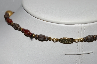 +MBA #E54-183   "Vintage Acrylic, Glass & Metal Fancy Bead Necklace"