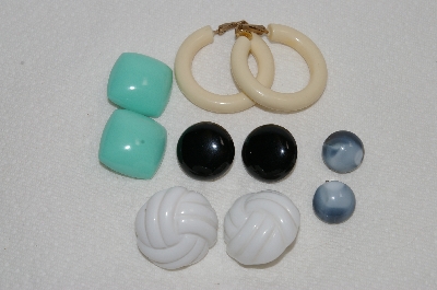 +MBA #E54-196   "Vintage Lot Of "5" Pairs Multi Colored Lucite Earrings"