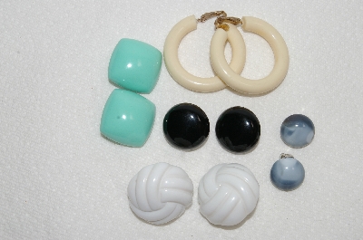 +MBA #E54-196   "Vintage Lot Of "5" Pairs Multi Colored Lucite Earrings"