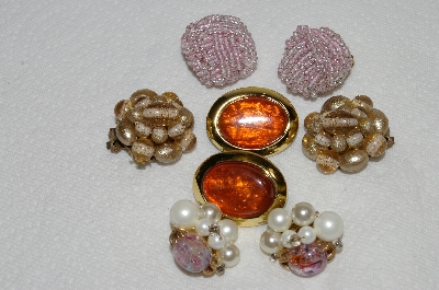 +MBA #E54-244    "Vintage Lot Of "4" Pairs Of Clip On Earrings"