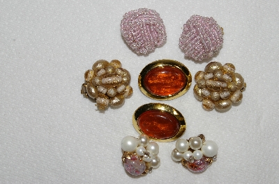 +MBA #E54-244    "Vintage Lot Of "4" Pairs Of Clip On Earrings"