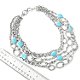 +MBA #E55-316   "Satinless Steel 20.5" Turquoise Layered Five Strand Necklace"