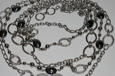 +MBA #E55-316   "Stainless Steel 20.5" Hematite Layered 5 Strand Necklace"
