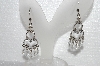 +MBA #E55-024   "Silver Plated Clear Crystal & Rhinestone Dangle Style Pierced Earrings"