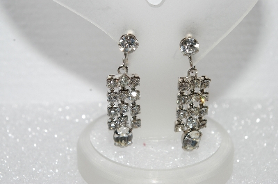 +MBA #E55-070   "Vintage Fancy Clear Crystal Rhinestone Screw Back Earrings"