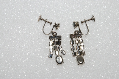 +MBA #E55-070   "Vintage Fancy Clear Crystal Rhinestone Screw Back Earrings"