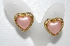 +MBA #E55-261   "Joan Rivers Goldtone Pink Heart & Clear Crystal Rhinestone Earrings"