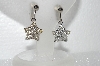 +MBA #E55-060  "Designer Stamped Clear Crystal Rhinestone Star Earrings"