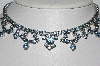+MBA #E55-188   "La Rel Silvertone Blue Crystal Fancy Rhinestone Necklace"