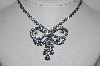 +MBA #E55-196   "Vintage Silvertone Fancy Blue  Crystal Rhinestone Bow Chocker"