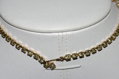+MBA #E55-205   "Vintage Gold Tone Brown & Yellow Rhinestone Choker"