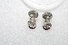 +MBA #E55-019   "Monet Silvertone Clear Crystal Rhinestone Clip On Earrings"
