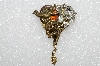 **MBA #E55-176   "Vintage Gold Tone Clear Crystal Angel Pin"