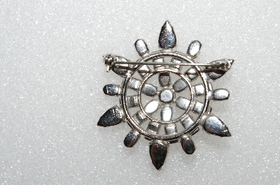 **MBA #E55-109   "Vintage Silvertone Fancy Clear Crystal Rhinestone  Pin"