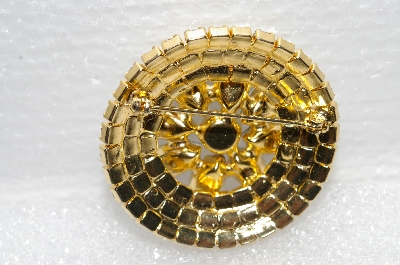 **MBA #E55-137   "Vintage Goldtone Clear Speclked Glass Stones & AB Crystal Rhinestone Brooch"