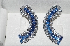 +MBA #E56-113   "Large Juliana Cresent Shaped Fancy Blue Crystal Rhinestone Earrings"
