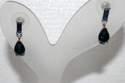 +MBA #E56-192   "Napier Silvertone Blue Crystal Pierced Earrings"