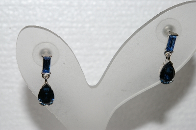 +MBA #E56-192   "Napier Silvertone Blue Crystal Pierced Earrings"