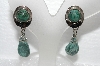 +MBA #E56-167   "Vintage Silvertone Green Gemstone Screw Back Earrings"