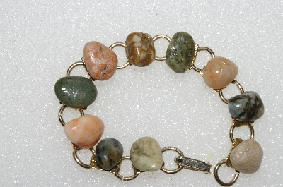 +MBA #E56-072   "Vintage Goldtone Polished Rock Bracelet"